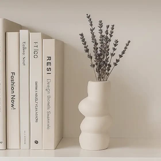Vaso Branco e Marfim Decorativo Moderno Sala Clean e Aconchegante