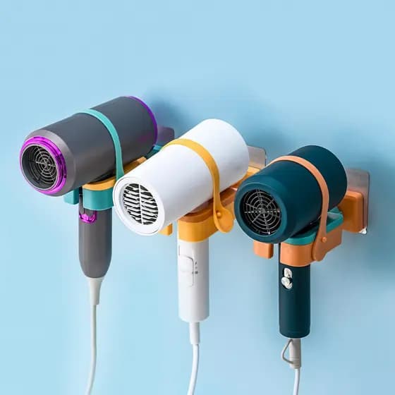 Suporte Para Secador Cabelo Parede Adesivo Banheiro Organizador Porta Ajustavel Giratorio 360 - A291