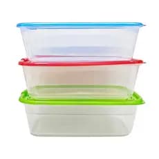 Conjunto 3 Potes Plastico Com Tampa De 1.3L Retangular Para Marmita - A772