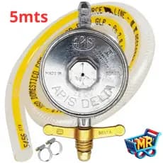 Kit Registro Regulador Gás de Cozinha para Botijão P13 Com Mangueira 5m e 2 Abraçadeiras