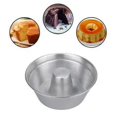 Kit 3 Formas de Bolo e Pudim Nº 18, 20 e 22, Tubo/Cone Aluminio Bolo Vulcão Suiço com furo