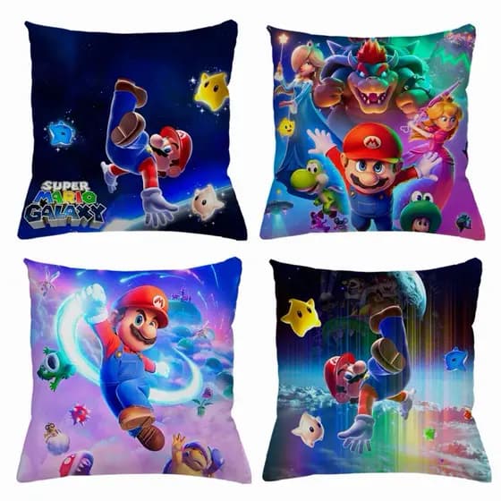 KIT 4 CAPAS DE ALMOFADAS  SUPER MARIO GALAXY E  LUIGI  TAMANHO 45X45