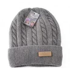 Gorro de Tricô Infantil MZ-651 - Trançado com Aplique