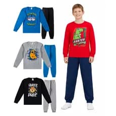 kit 2 Conjunto Juvenil Masculino Blusa meia malha, Calça de Moletom