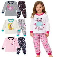 Kit 4 Pijama Infantil Feminino Estampado Meia Malha Confortável Menina Brilha no Escuro