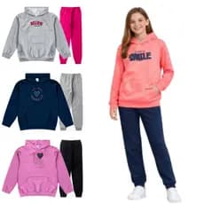 Kit 2 Conjuntos Moletom Juvenil Feminino Inverno Peluciado Quentinho Blusão Canguru + Calça Roupa Frio Menina 10 ao 14