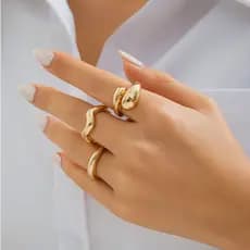 Kit 3 Anéis Minimalistas Ajustáveis Feminino Sofisticado Prata ou Dourado