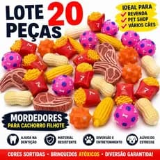 Lote 20 Mordedores para Cachorro Filhote Brinquedos Pet Revenda