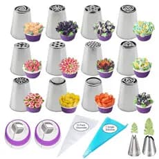 Kit BICO Confeitar Bolos 12 Bicos Inox C/ Brinde 27 Pçs