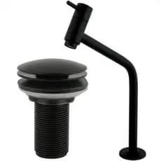 Kit de Banheiro em ABS- Torneira Bancada Link Cuba Lavabo Lavatório Preto +Ralo Válvula click 7/8 Preto
