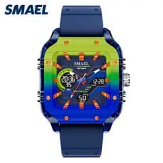 SMAEL 8133 Trendy Mech & Geek Style Masculino Relógio De Exibição Dupla Quadrado Multifuncional Presente