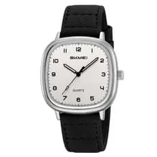 SKMEI 2586 Retro Simples Relógio De Quartzo Masculino Mostrador Quadrado Pulseira De Couro À Prova Dwaterproof Água Negó
