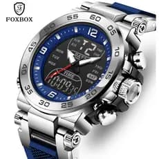 FOXBOX 0093 relógio masculino digital de quartzo, estilo moderno, pulseira silicone, esportivo e à prova d’água, present