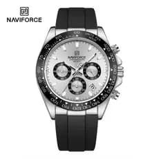 NAVIFORCE 8054 Business Casual Masculino Relógio De Quartzo Multifuncional Pulseira De Silicone À Prova D'água Moda Pres