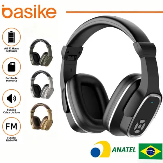 Basike Fone de Ouvido Sem Fio Bluetooth 5.3 jogo Alto Falante Headphone Cartão de memória inserível