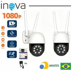 INOVA Câmera segurança Prova D'água sem fio gira 360° HD 1080P IP66 APP YOOSEE 110-220V