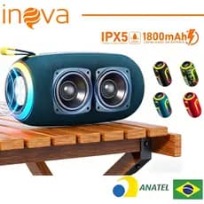 INOVA Caixa Som Estéreo Alta Fidelidade Tws Party Ipx5 Speaker 1800mAh