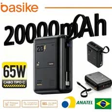 Basike 65W banco potência portátil certificado 20000mAh carregamento rápido grande capacidade
