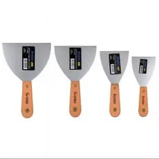 Kit 4 Espátulas Aço Inox Cabo Madeira Scotte Profissional Gesso Massa Drywall