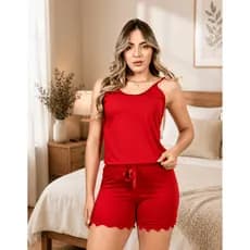 Baby Doll Feminino Liso Estampado Renda Pijama Canelado Verão Calor Shortinho Blusa Alcinha Regata