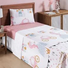 Jogo De Cama Bouti Solteiro 3 Pecas Little Princess Princesa Infantil Conforto Macio Estampado Enxoval Cama Menina Quart