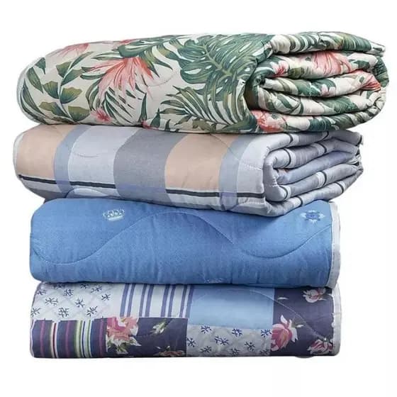 Edredom Microfibra Premier Estampado Floral e Geométrico Casal Queen Solteiro Macio Conforto Enxoval