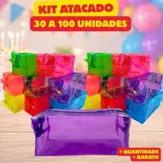 KIT 30 a 100 Necessaire Transparente Estojo Organizadora lembrancinha para Festa Aniversário