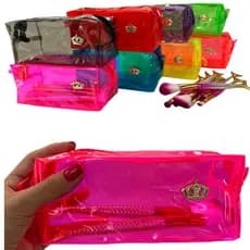 KIT 10 Necessaire Transparente Estojo Organizadora lembrancinha para Aniversário com Coroa