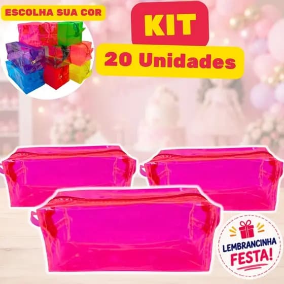 KIT 20 Unidades Necessaire Bolsinha Lembrancinha de Aniversário Infantil Festas