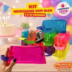Kit 5 a 25 Necessaire Transparente Lembrancinha Festa Aniversário Estojo Organizador