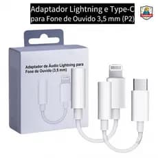 Adaptador P2 para Fone de Ouvido iPhone, Sem Bluetooth, Plug and Play