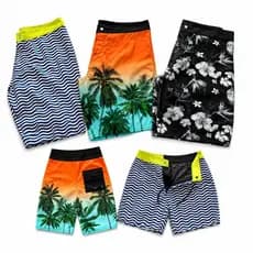 Shorts Masculino Tactel com Forro e Bolso Traseiro | Secagem Rápida | Estampas Sortidas | KIT COM 2, 3 e 5