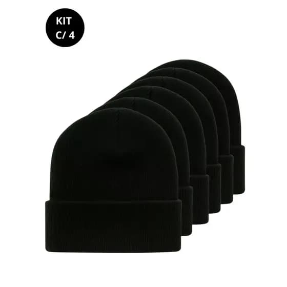 Kit 4 Toucas Pretas Unissex – Proteção Térmica e Visual Minimalista
