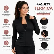 Jaqueta Feminina Fitness Slim Fit Proteção UV++ Academia Corrida Treino Esportiva