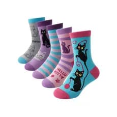 Pares de Meias Infantis Menina – Estampas Enviadas Aleatoriamente - Tecido Macio e Durabilidade Garantida
