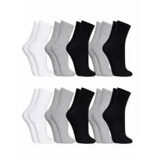Kit 12, 9, 6 ou 3 Pares de Meias Cano Alto/Médio Algodão Unissex 36-42