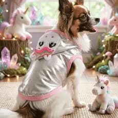 Fantasia Pet com Capuz para Cachorro e Gato | Roupa Pet Unicórnio ou Ouriço Metalizado