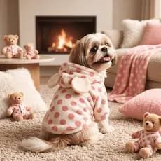 Roupa Pet Inverno Cachorro Moletom Pet Quentinho Estampado Poá e Oncinha para Cães e Gatos