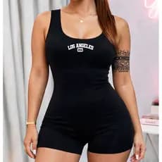 Macacão Feminino Suplex Alça Larga Curto Estampado Moda Fitness Academia