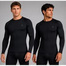 Kit 2 Camisas Segunda Pele Ciclismo Masculina Savancini UV50+ Térmica Antibacteriana Bike Poliamida Base Layer
