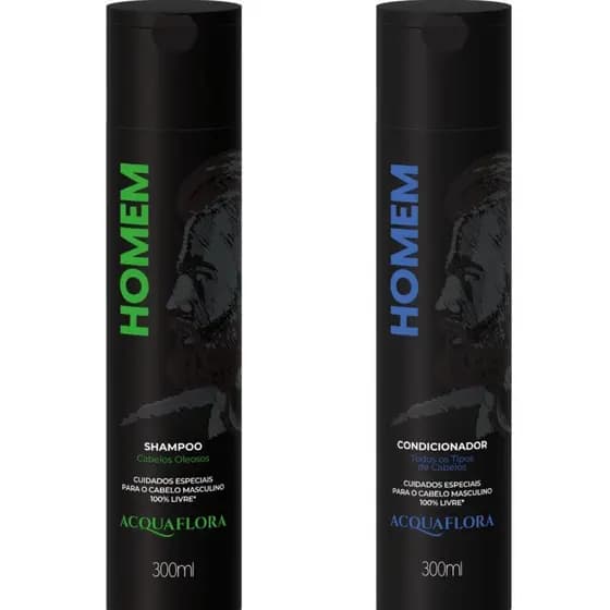 Kit Acquaflora Homem - Shampoo  300ml Para Cabelos Oleosos + Condicionador 300ml Todo Tipo de Cabelo