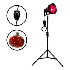 Suporte Infra Fisiotepia Profissional Preto + Lâmpada 250w 110v + Dimmer p/ ajuste de potência