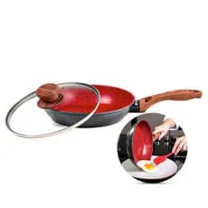 Frigideira C Tampa Cerâmica Antiaderente Indução N22 Fogão Cooktop Vermelho Duralar