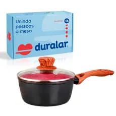 Panela Com Cabo Cerâmica Antiaderente N16 Red Marble Indução Fogão Cooktop Vermelho Duralar