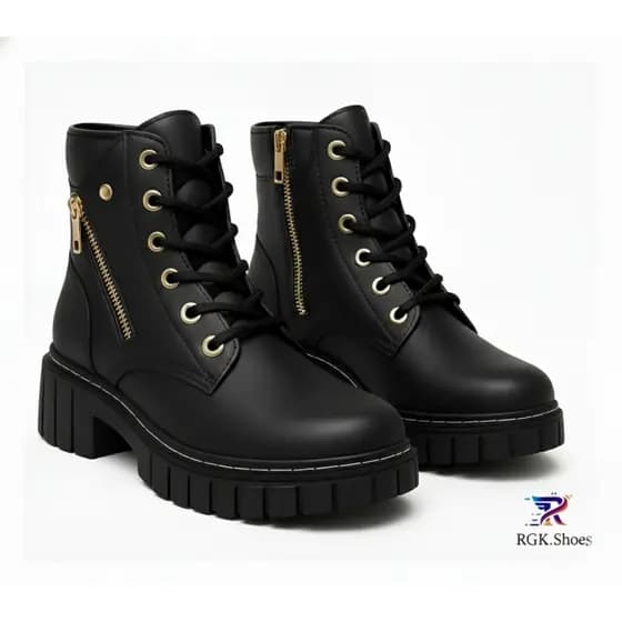Bota Coturno Feminina Preta Salto Grosso Tratorado Casual Confortável Antiderrapante Dia Dia RWS.Shoes