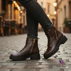 Bota Coturno Feminina Café Tratorada Salto Grosso Confortável Fabricação Própria – RWS.Shoes