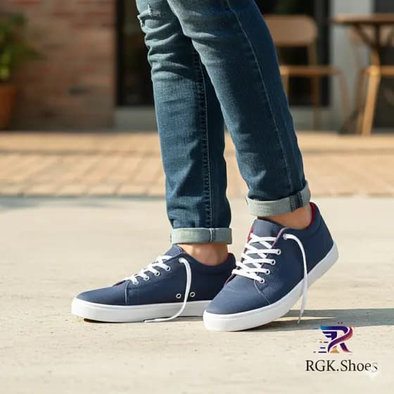 Sapatênis Masculino Azul Marinho em Lona Leve Casual Confortável – RWS.Shoes