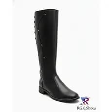 Bota Feminina Montaria Cano Longo Alto Zíper Lateral Salto Baixo Elegante RWS.Shoes