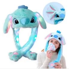 Touca Stitch com Led Levanta a Orelha Flexível Pelúcia