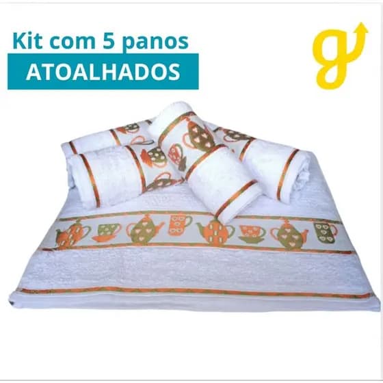 Kit 5 Pano de Prato Atoalhado Felpudo Algodão Cozinha Copa Louça Grande